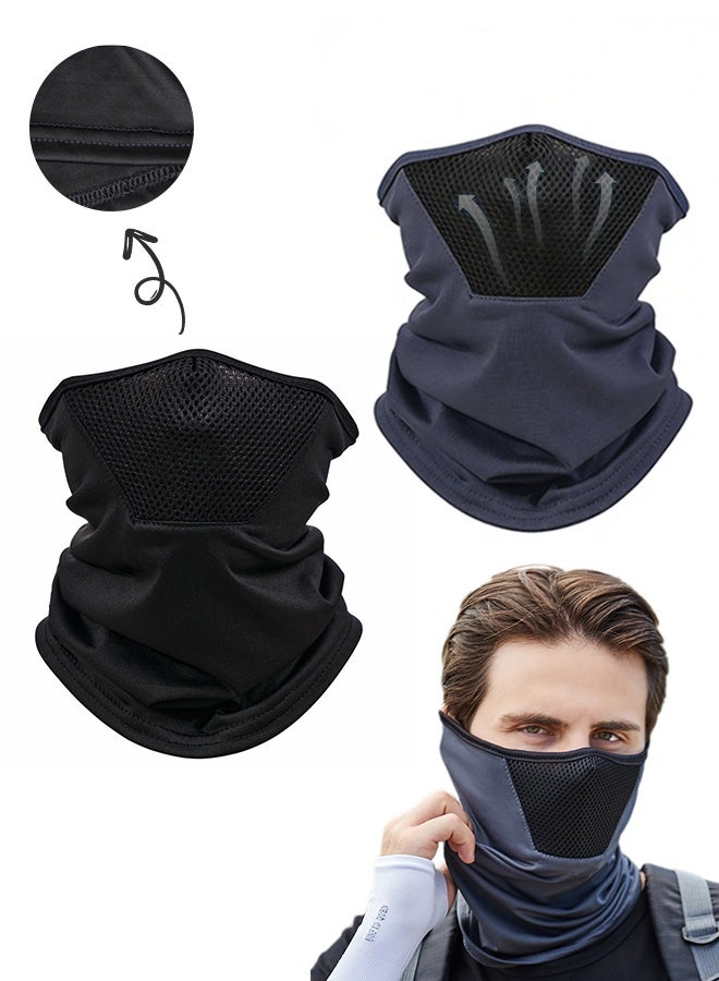 Polish'D 2 Pcs Full Face Cover Neck Gaiter Uv Protection Face Mask Outdoor Sports Face Scarf, Sun Protection Riding Mask Motorcycle Bicycle Headscarf Wind & Dust Face Towel Headgear - Image 1